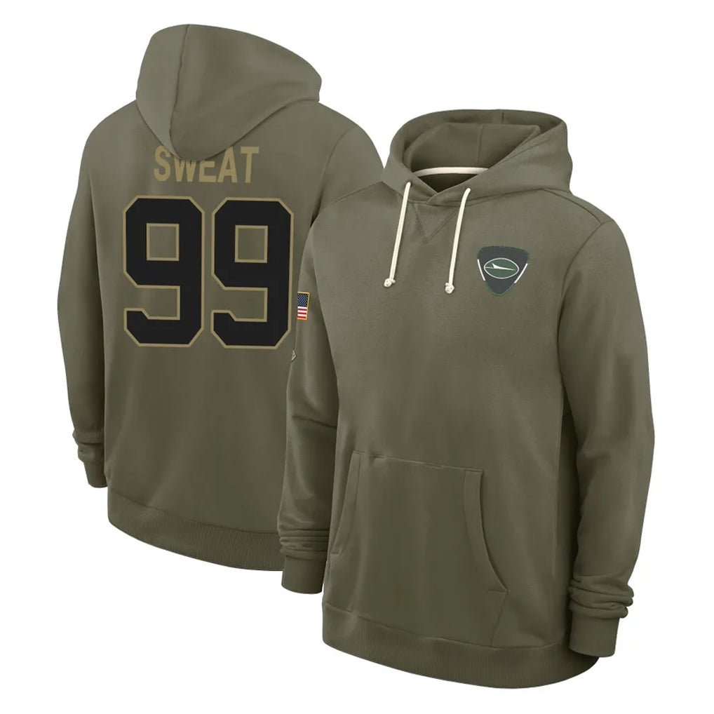 Parkc NY.Jets #99 T'Vondre Sweat Player Olive Salute to Service Pullover Hoodies Limited Stitched Jerseys
