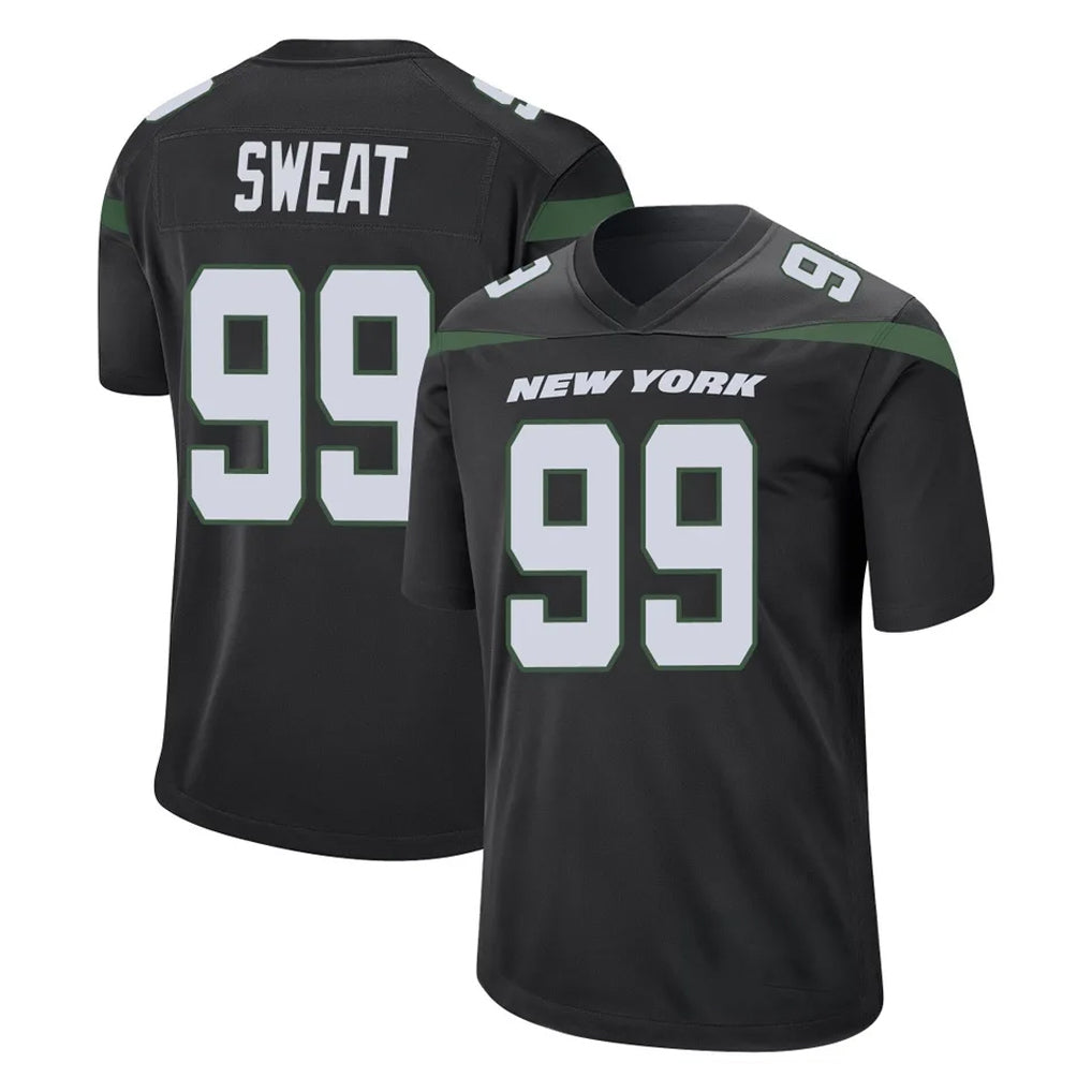 Parkc NY.Jets #99 T'Vondre Sweat Player Stealth Black Home Game Stitched Jerseys