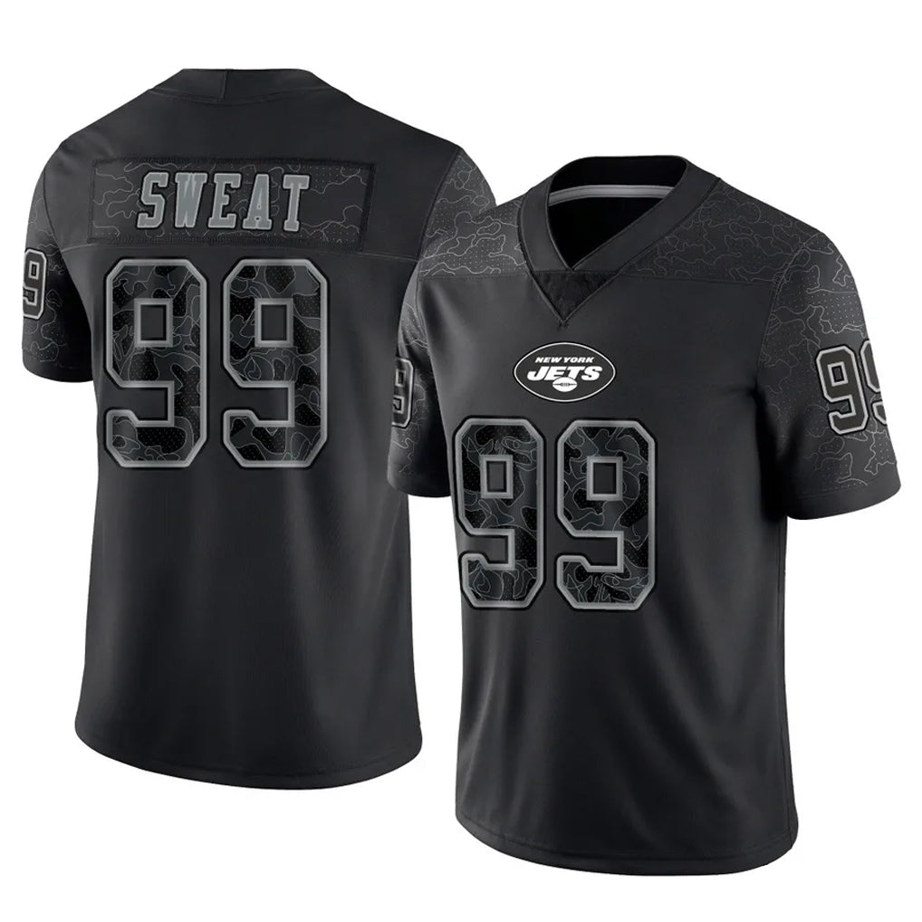 Parkc NY.Jets #99 T'Vondre Sweat Player Stealth Black Limited Reflective Home Game Stitched Jerseys