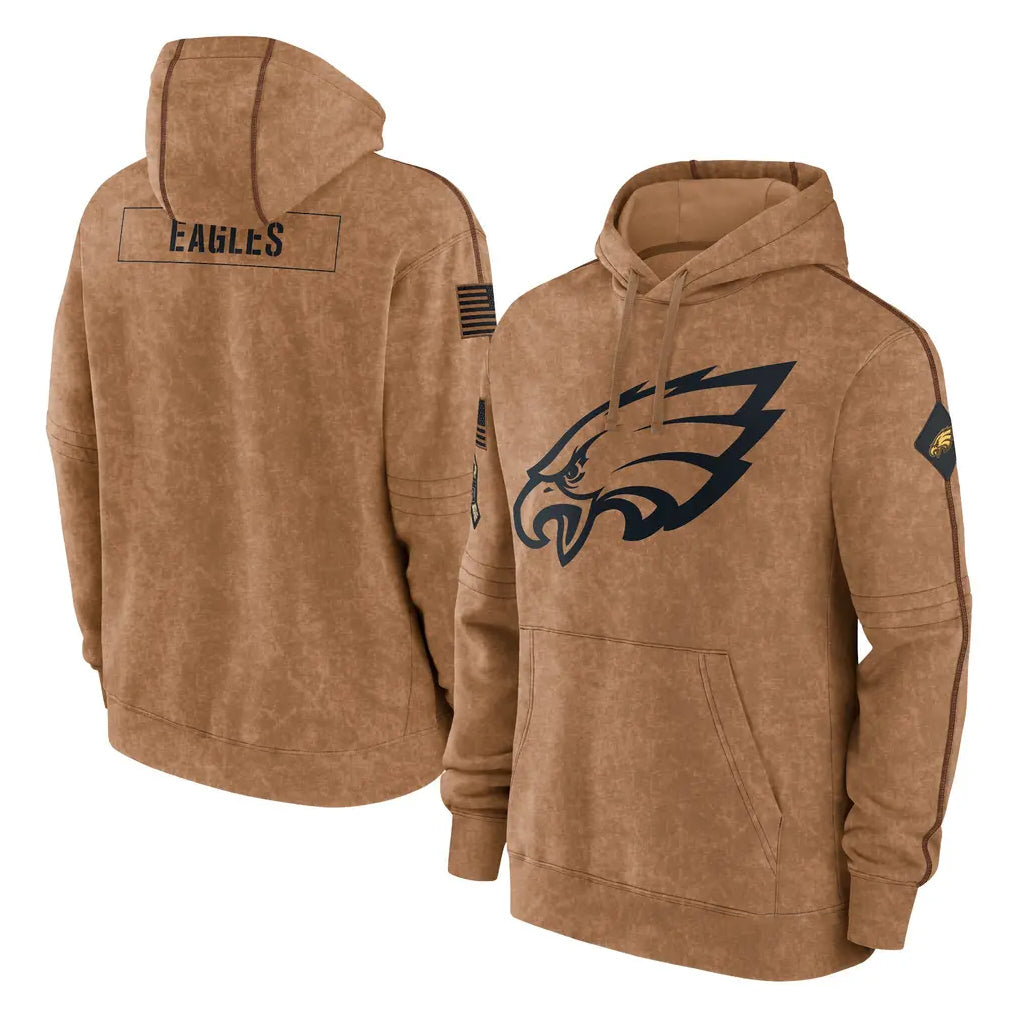 Parkc P.Eagles Brown Salute to Service Pullover Hoodies Limited Game Blank Player Stitched Jerseys