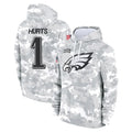 Parkc P.Eagles #1 Jalen Hurts Player Arctic Camo Salute to Service Pullover Hoodies Limited Game Stitched Jerseys