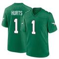 Parkc P.Eagles #1 Jalen Hurts Player Green Kelly Alternate Home Game Stitched Jerseys