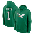 Parkc P.Eagles #1 Jalen Hurts Player Green Pullover Hoodies Home Game Stitched Jerseys