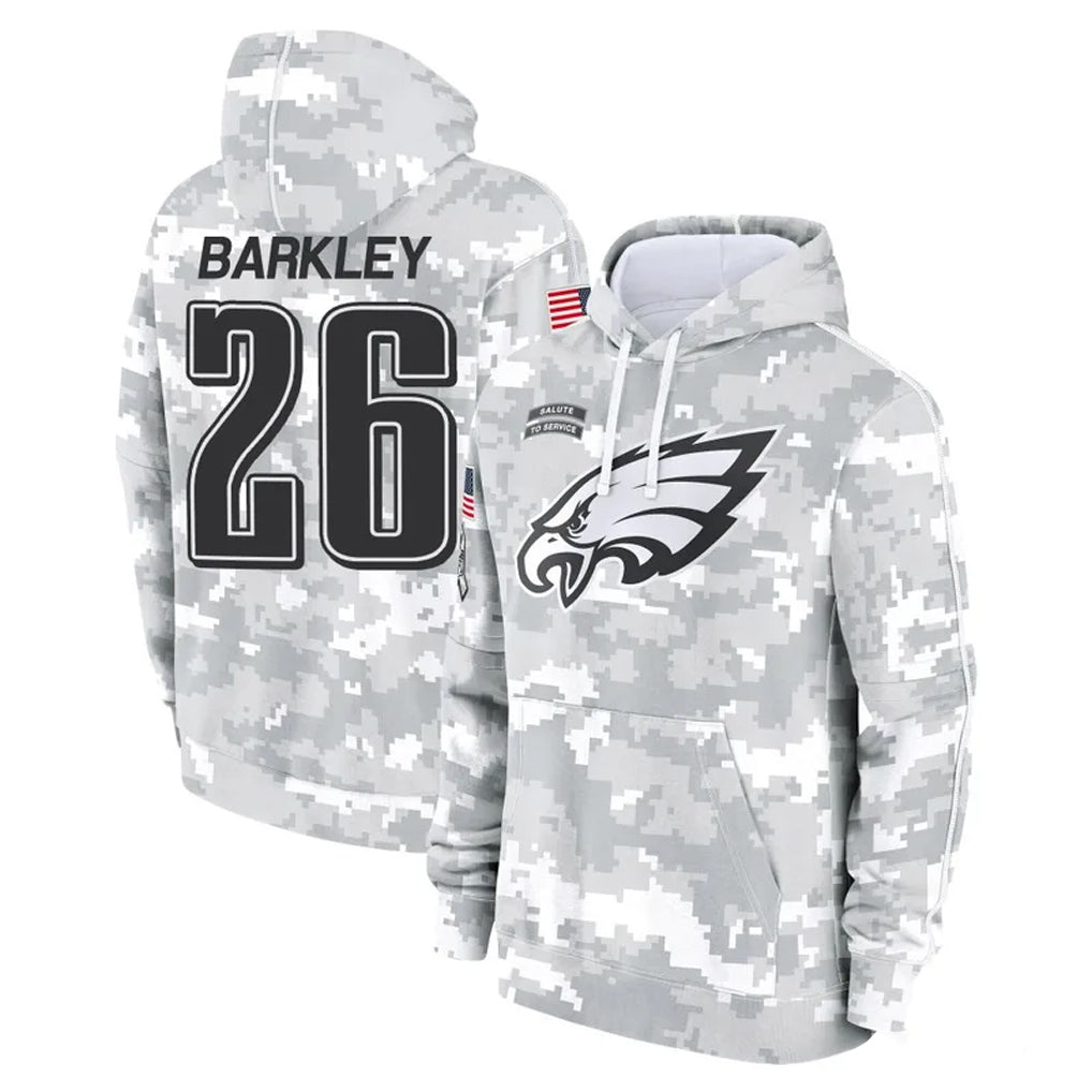 Parkc P.Eagles #26 Saquon Barkley Player Arctic Camo Salute to Service Pullover Hoodies Limited Game Stitched Jerseys
