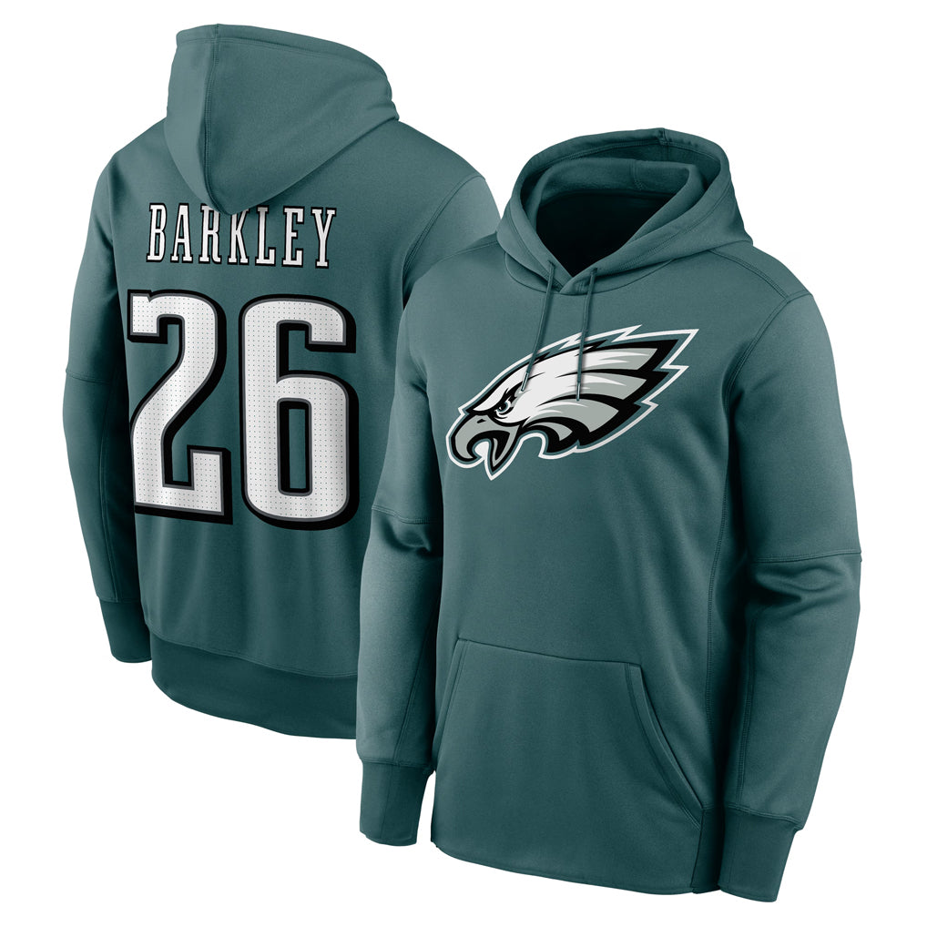Parkc P.Eagles #26 Saquon Barkley Player Midnight Green Performance Pullover Hoodies Home Game Stitched Jerseys