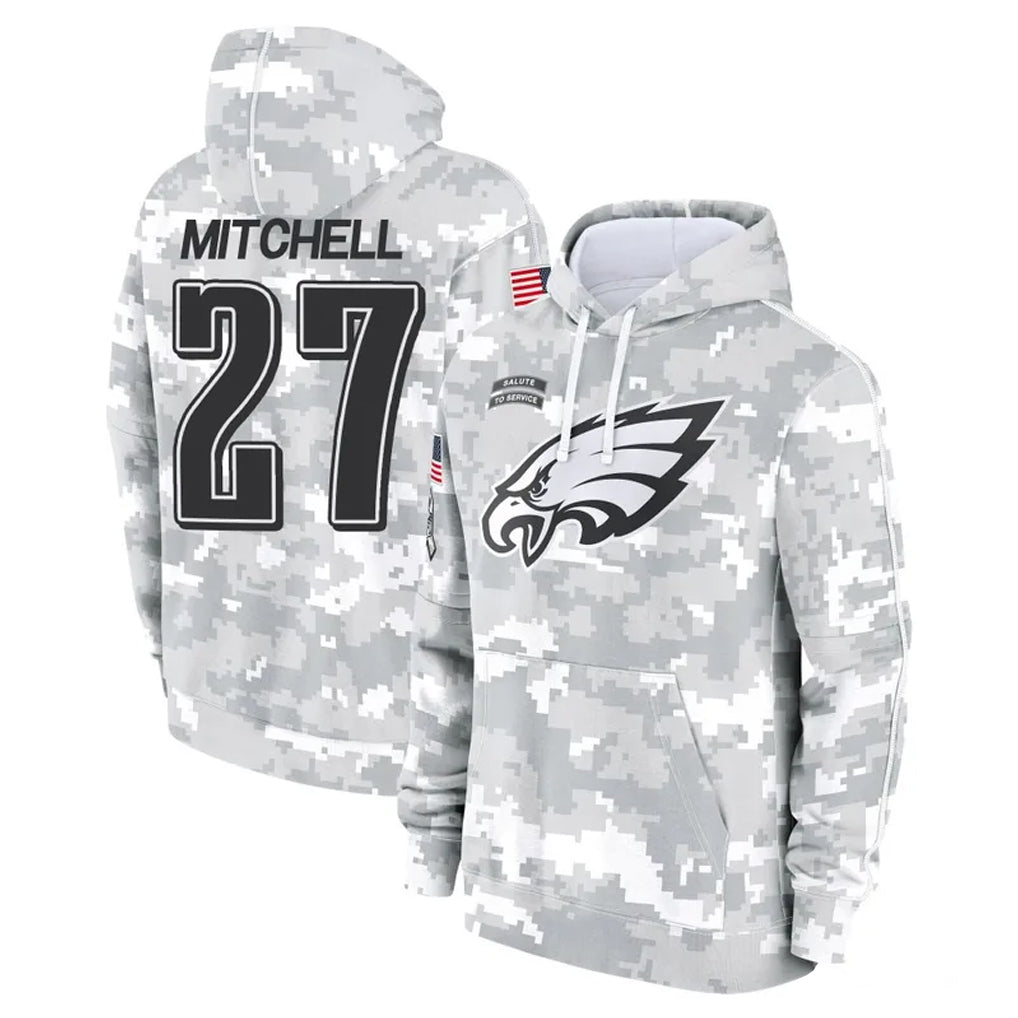 Parkc P.Eagles #27 Quinyon Mitchell Player Arctic Camo Salute to Service Pullover Hoodies Limited Game Stitched Jerseys