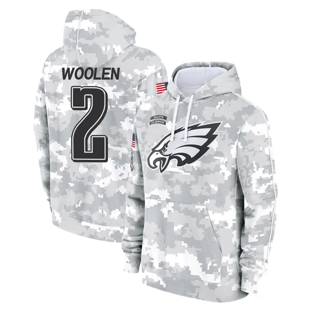 Parkc P.Eagles #2 Riq Woolen Player Arctic Camo Salute to Service Pullover Hoodies Limited Game Stitched Jerseys