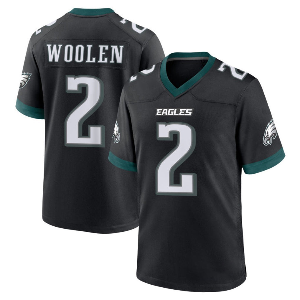 Parkc P.Eagles #2 Riq Woolen Player Black Game Home Stitched Jerseys