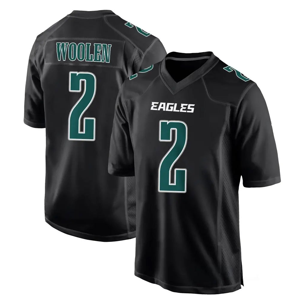 Parkc P.Eagles #2 Riq Woolen Player Carbon Black Fashion Home Game Stitched Jerseys