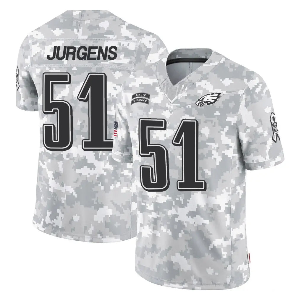Parkc P.Eagles #51 Cam Jurgens Player Arctic Camo Salute to Service Limited Game Stitched Jerseys