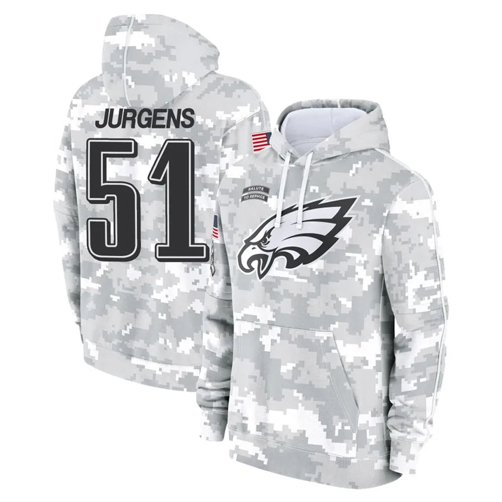 Parkc P.Eagles #51 Cam Jurgens Player Arctic Camo Salute to Service Pullover Hoodies Limited Game Stitched Jerseys