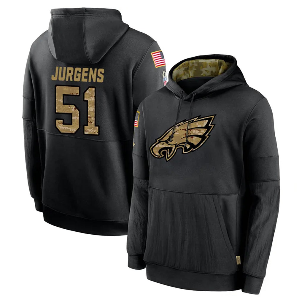 Parkc P.Eagles #51 Cam Jurgens Player Black Salute to Service Hoodies Limited Game Stitched Jerseys