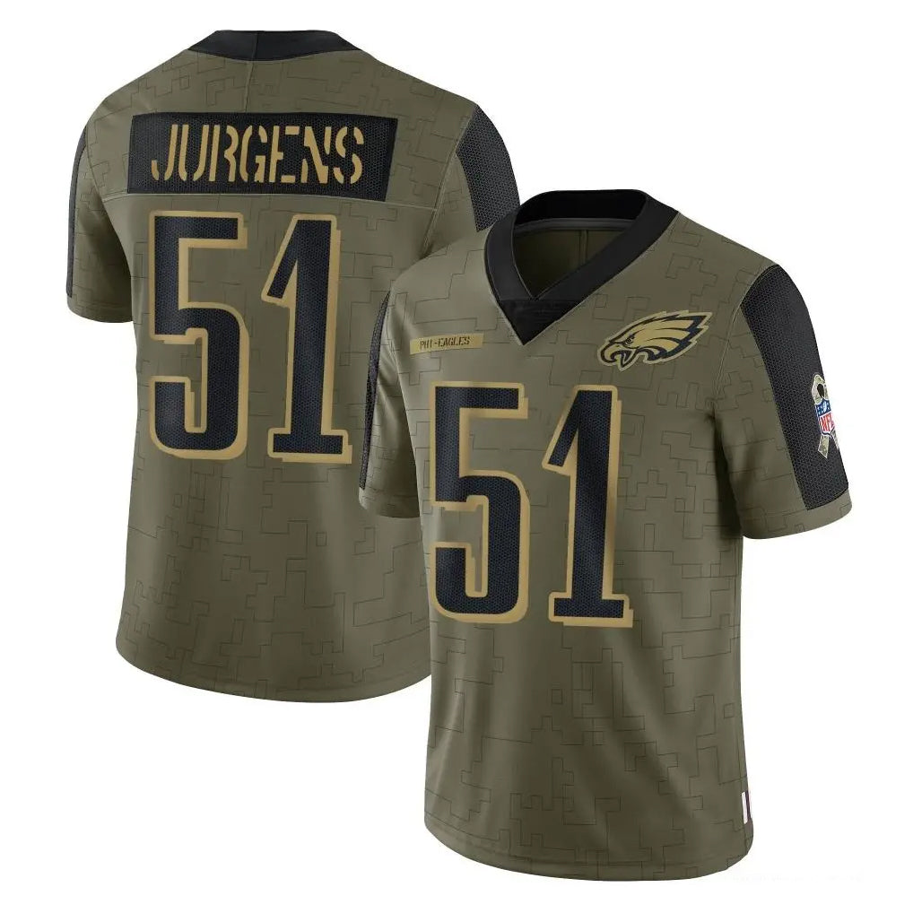 Parkc P.Eagles #51 Cam Jurgens Player Olive Salute To Service Limited Game Stitched Jerseys
