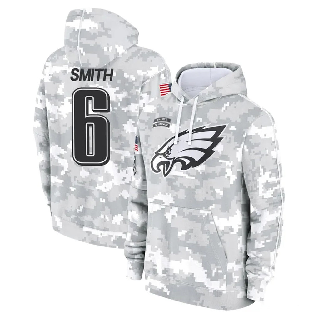 Parkc P.Eagles #6 DeVonta Smith Player Arctic Camo Salute to Service Pullover Hoodies Limited Game Stitched Jerseys