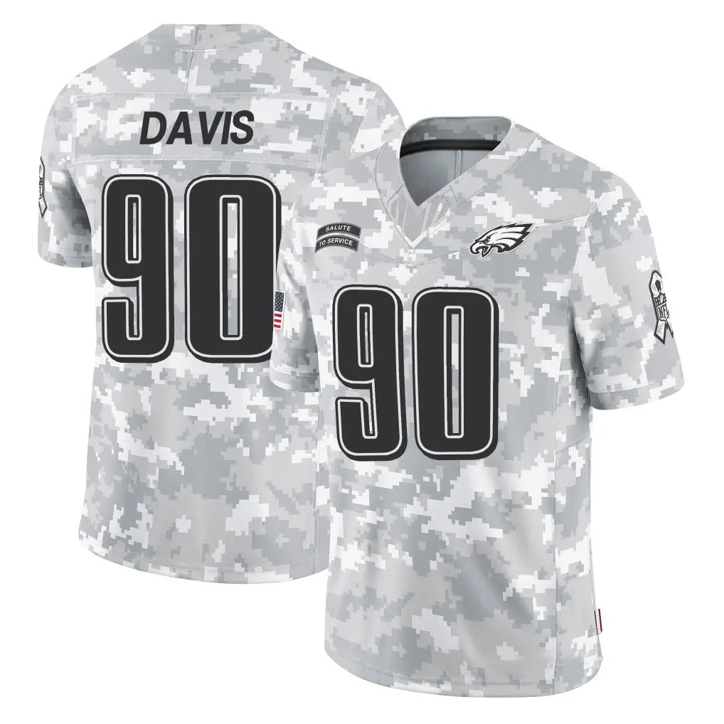 Parkc P.Eagles #90 Jordan Davis Player Arctic Camo Salute to Service Limited Game Stitched Jerseys