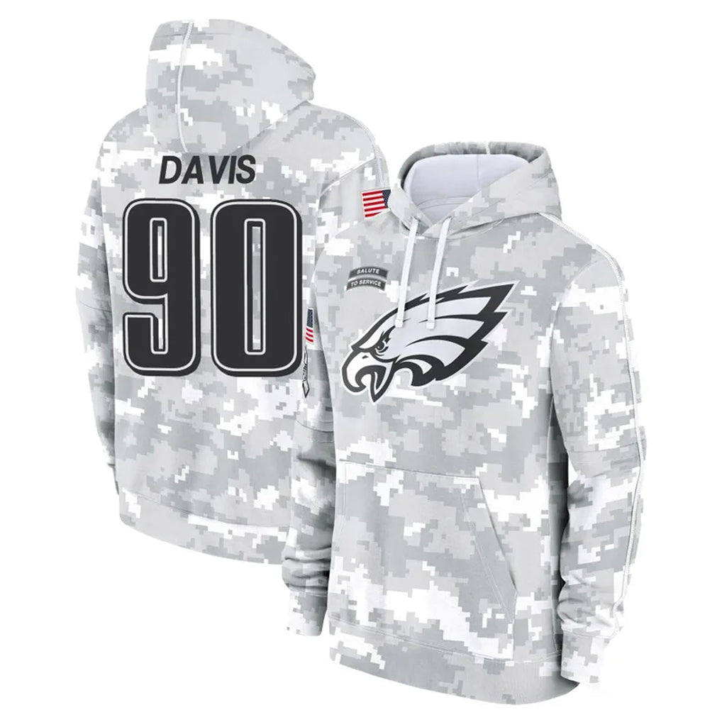 Parkc P.Eagles #90 Jordan Davis Player Arctic Camo Salute to Service Pullover Hoodies Limited Game Stitched Jerseys