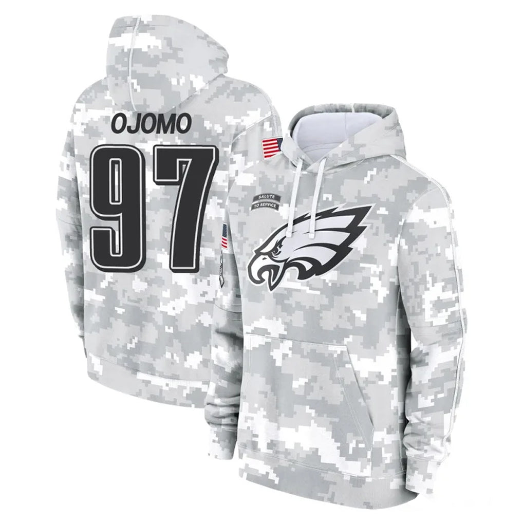 Parkc P.Eagles #97 Moro Ojomo Player Arctic Camo Salute to Service Pullover Hoodies Limited Game Stitched Jerseys