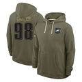 Parkc P.Eagles #98 Jalen Carter Player Olive Salute to Service Pullover Hoodies Limited Stitched Jerseys
