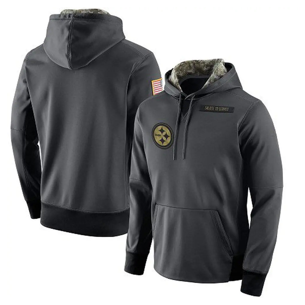 Parkc P.Steelers Gray Pullover Hoodies Limited Blank Player Stitched Jerseys
