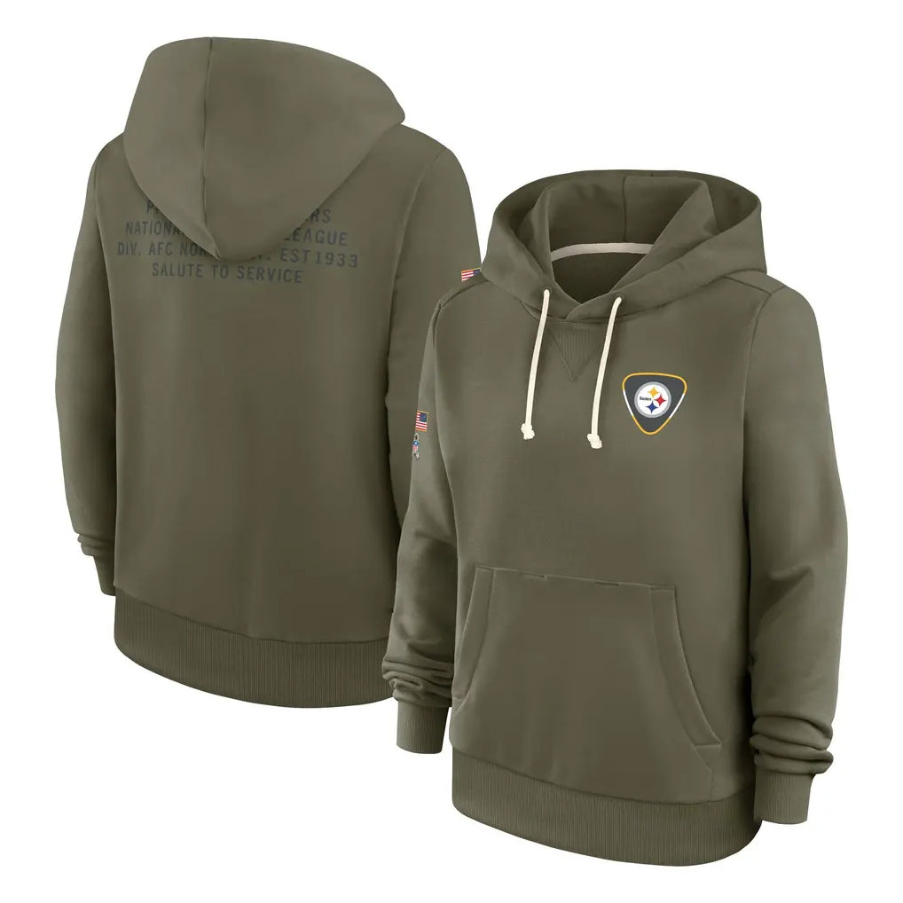 Parkc P.Steelers Olive Salute to Service Pullover Hoodies Limited Blank Player Stitched Jerseys