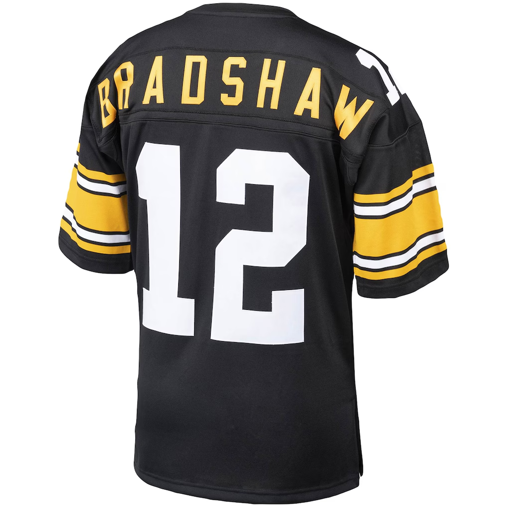 Parkc P.Steelers #12 Terry Bradshaw Mitchell & Ness Black Authentic Throwback Retired Player Stitched Puhic Jersey