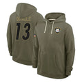 Parkc P.Steelers #13 Rico Dowdle Player Olive Salute to Service Pullover Hoodies Limited Stitched Jerseys
