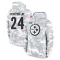 Parkc P.Steelers #24 Joey Porter Jr. Player Arctic Camo Limited Salute to Service Pullover Hoodies Game Stitched Jerseys