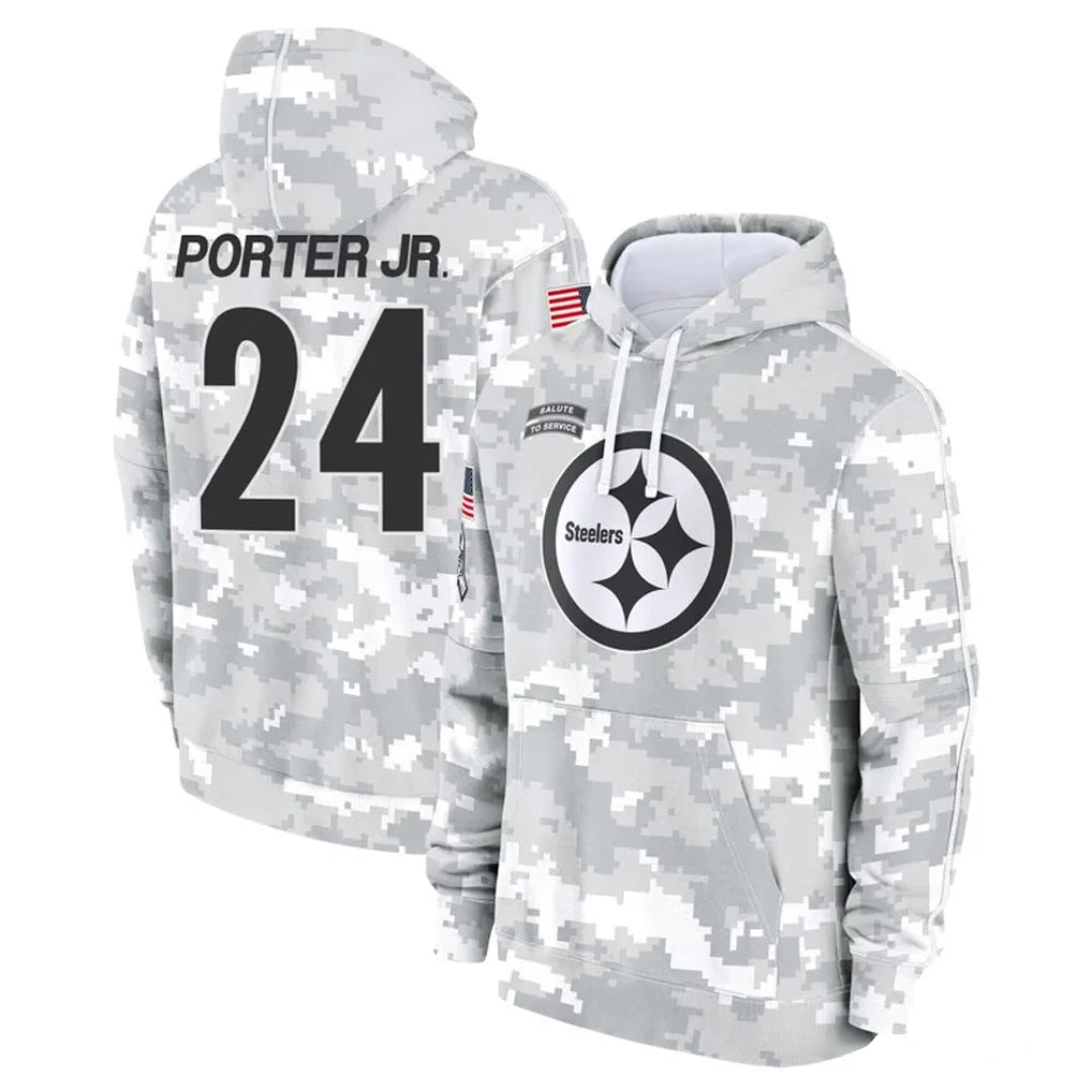 Parkc P.Steelers #24 Joey Porter Jr. Player Arctic Camo Limited Salute to Service Pullover Hoodies Game Stitched Jerseys