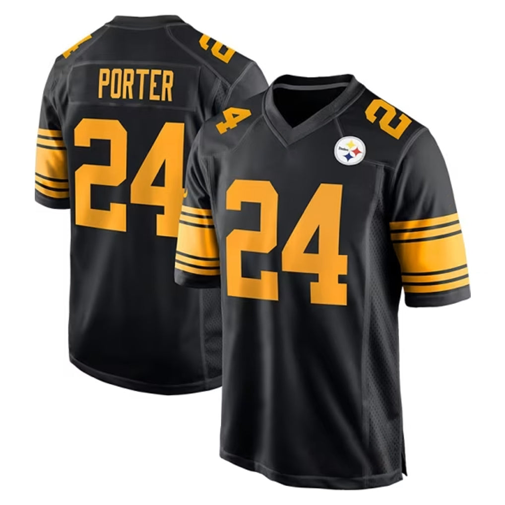 Parkc P.Steelers #24 Joey Porter Jr. Player Black Color Rush Home Game Stitched Jerseys