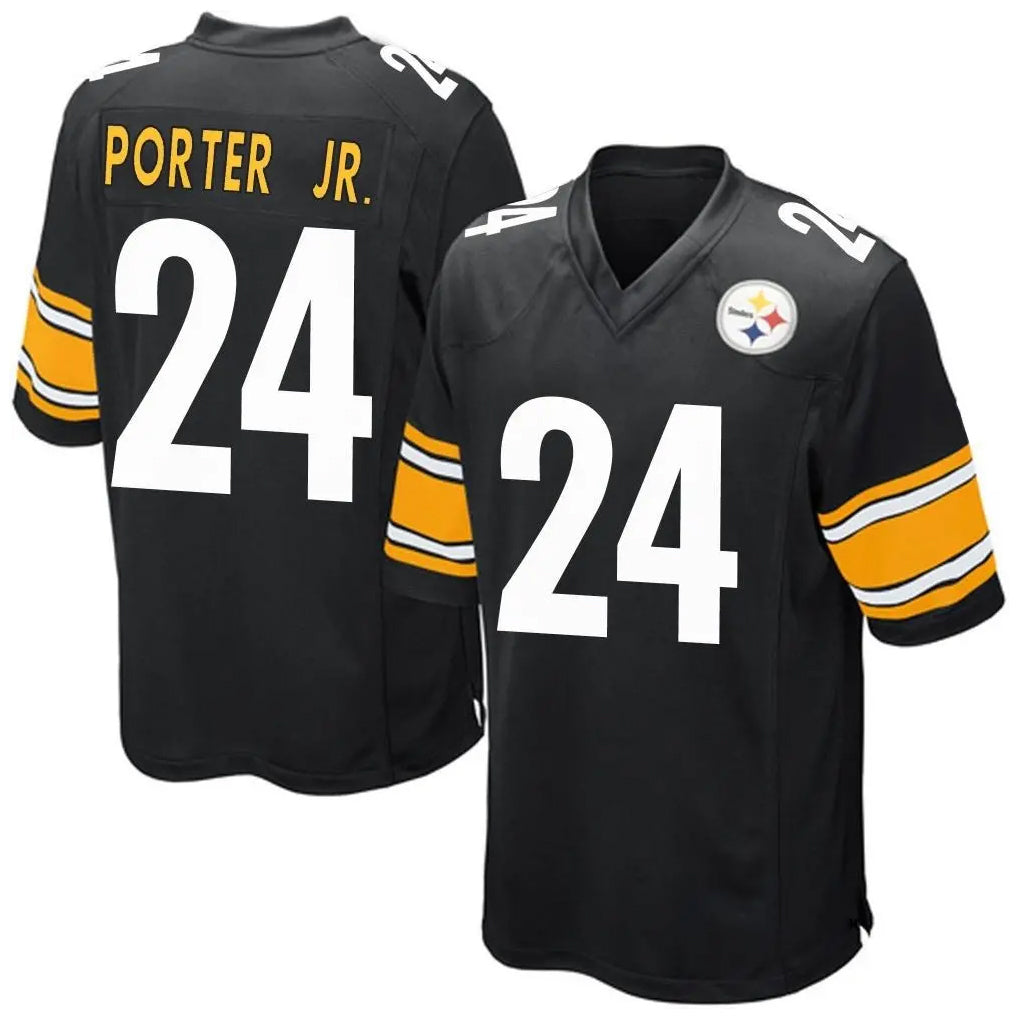 Parkc P.Steelers #24 Joey Porter Jr. Player Black Game Home Stitched Jerseys