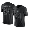 Parkc P.Steelers #24 Joey Porter Jr. Player Black Reflective Limited Home Game Stitched Jerseys