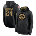 Parkc P.Steelers #24 Joey Porter Jr. Player Black Salute to Service Hoodies Limited Game Stitched Jerseys