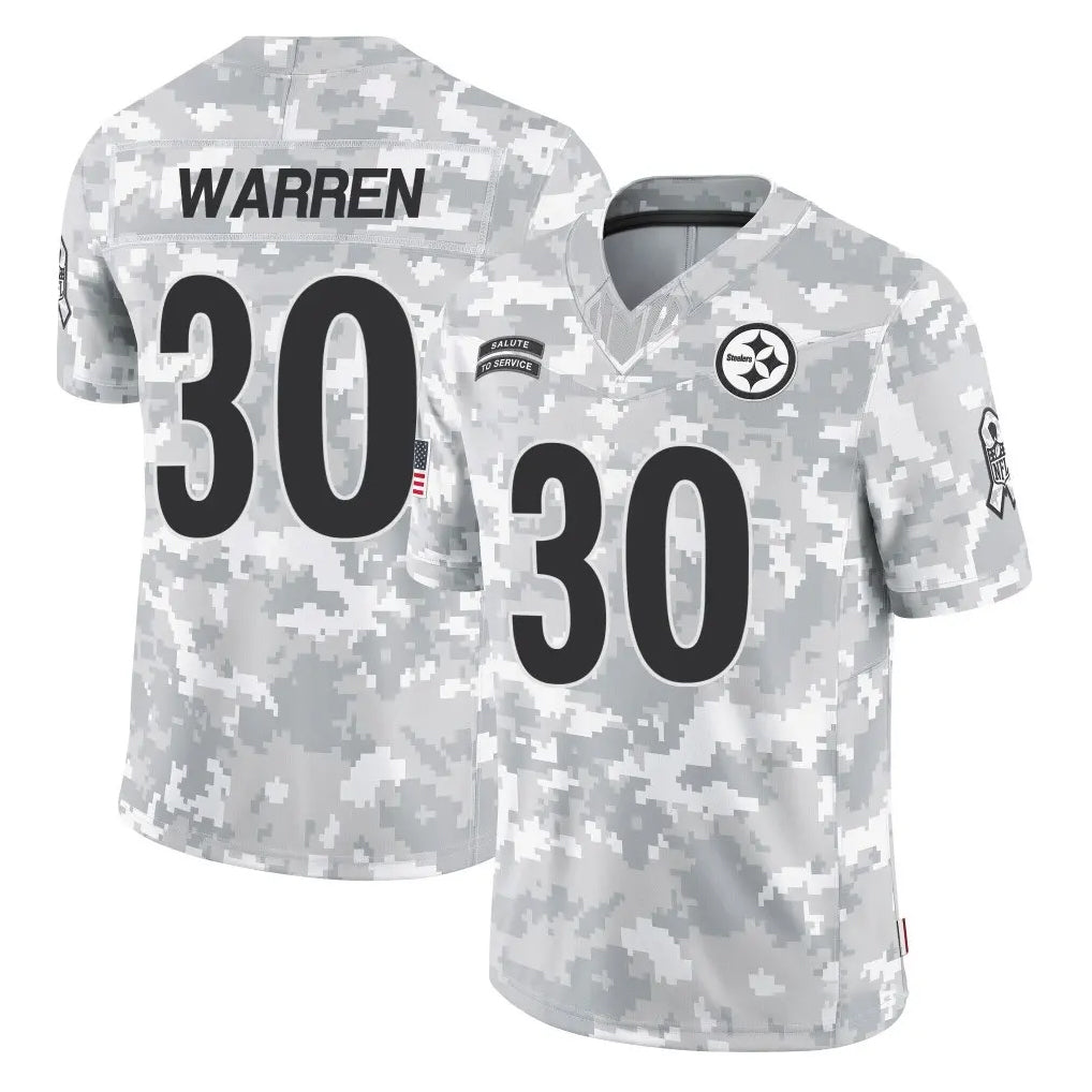 Parkc P.Steelers #30 Jaylen Warren Player Arctic Camo Limited Salute To Service Home Game Stitched Jerseys