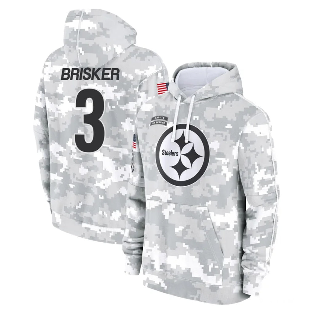 Parkc P.Steelers #3 Jaquan Brisker Player Arctic Camo Limited Salute to Service Pullover Hoodies Game Stitched Jerseys