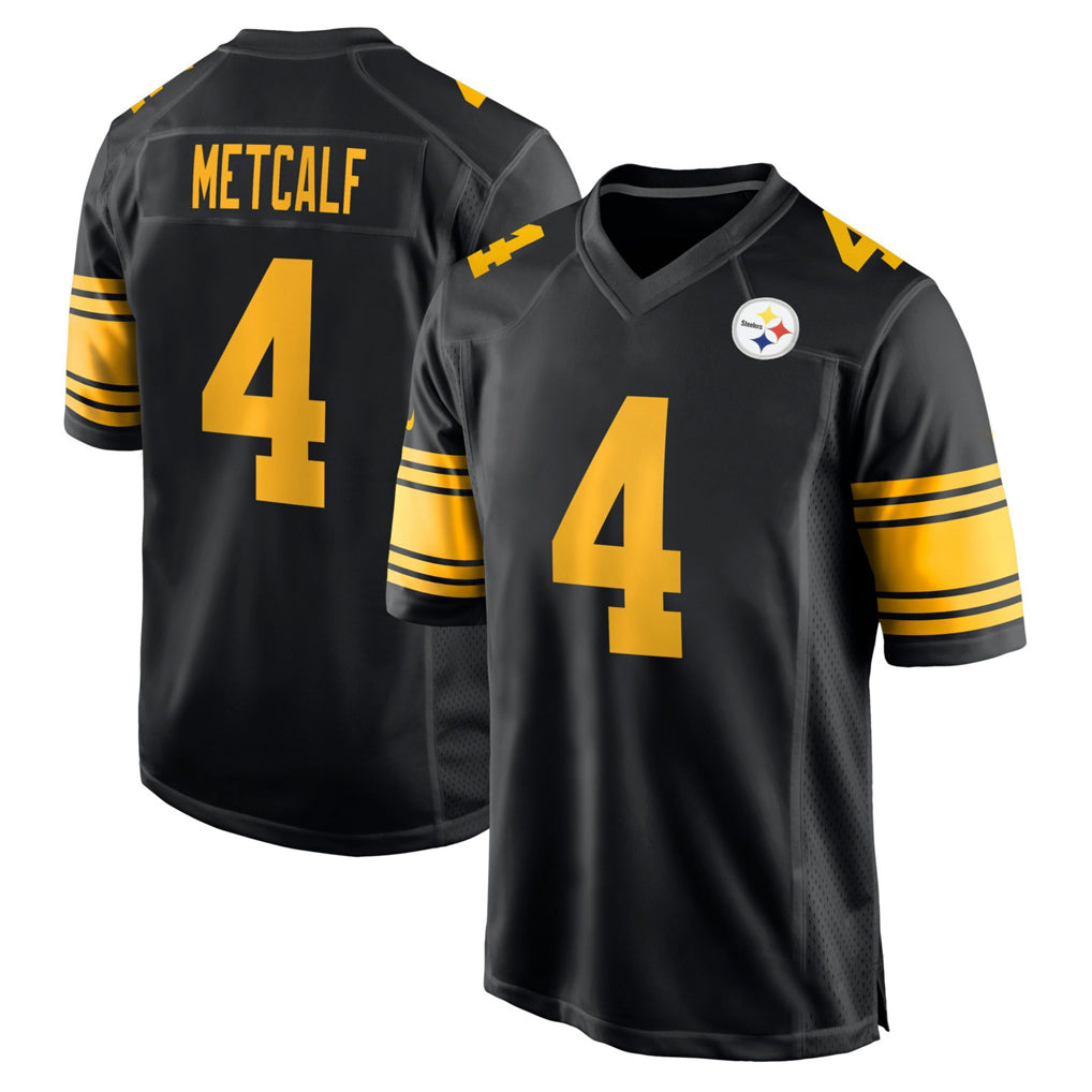 Parkc P.Steelers #4 DK Metcalf Player Black Color Rush Home Game Stitched Jerseys