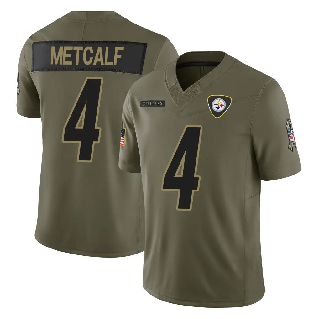 Parkc P.Steelers #4 DK Metcalf Player Olive 2025 Salute To Service Limited Home Game Stitched Jerseys