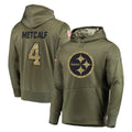 Parkc P.Steelers #4 DK Metcalf Player Olive Salute to Service Pullover Hoodie Home Game Stitched Jerseys