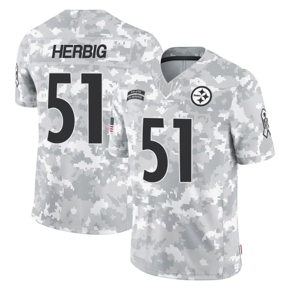 Parkc P.Steelers #51 Nick Herbig Player Arctic Camo Limited Salute To Service Home Game Stitched Jerseys