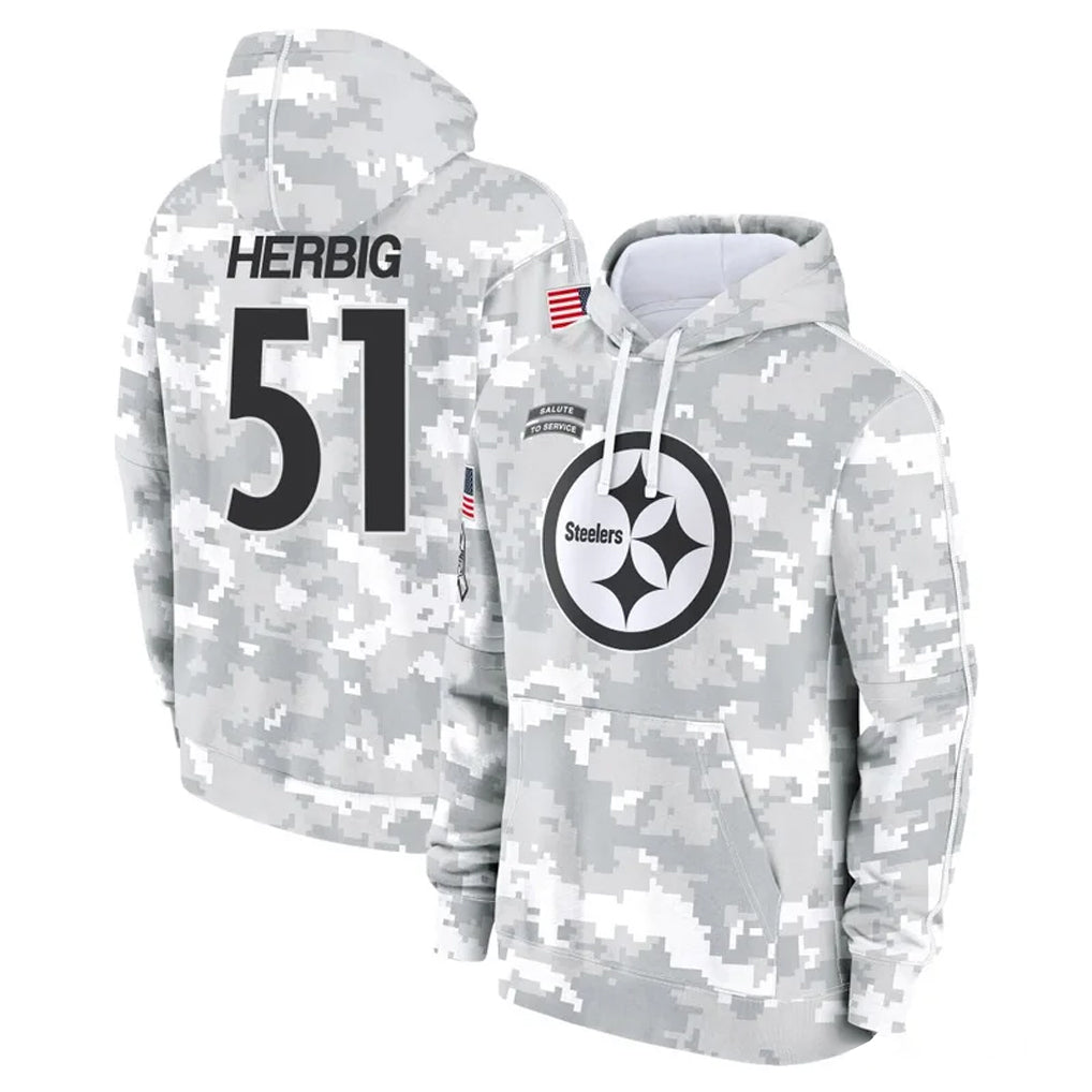 Parkc P.Steelers #51 Nick Herbig Player Arctic Camo Limited Salute to Service Pullover Hoodies Game Stitched Jerseys