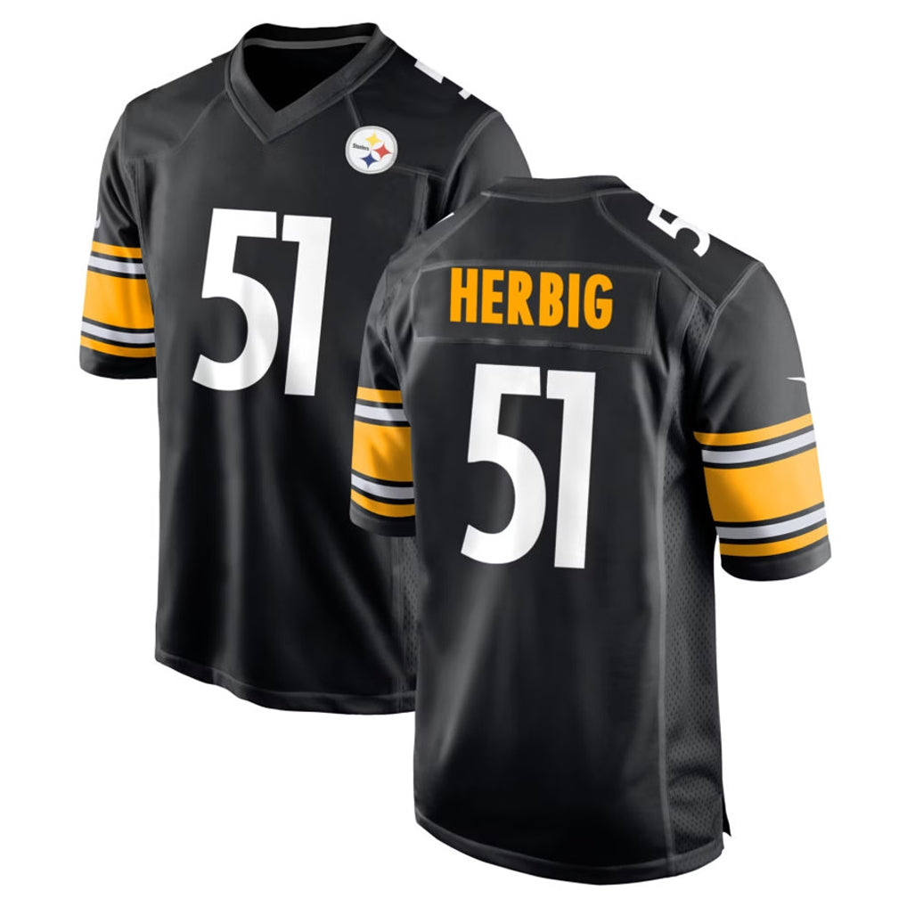 Parkc P.Steelers #51 Nick Herbig Player Black Home Game Stitched Jerseys