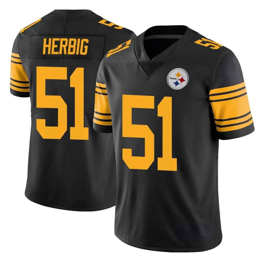Parkc P.Steelers #51 Nick Herbig Player Black Limited Color Rush Home Game Stitched Jerseys