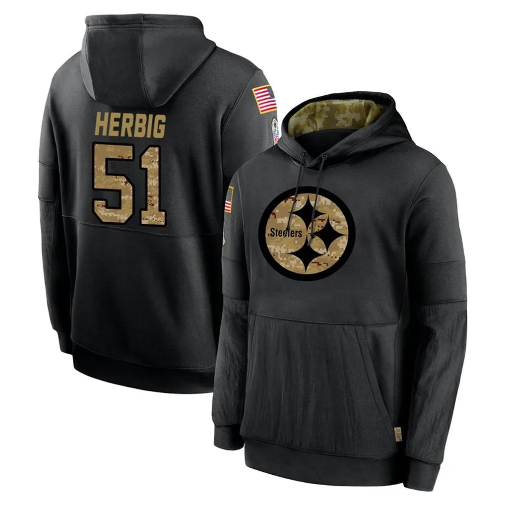 Parkc P.Steelers #51 Nick Herbig Player Black Salute to Service Hoodies Limited Game Stitched Jerseys
