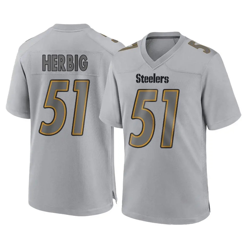 Parkc P.Steelers #51 Nick Herbig Player Gray Atmosphere Fashion Home Game Stitched Jerseys