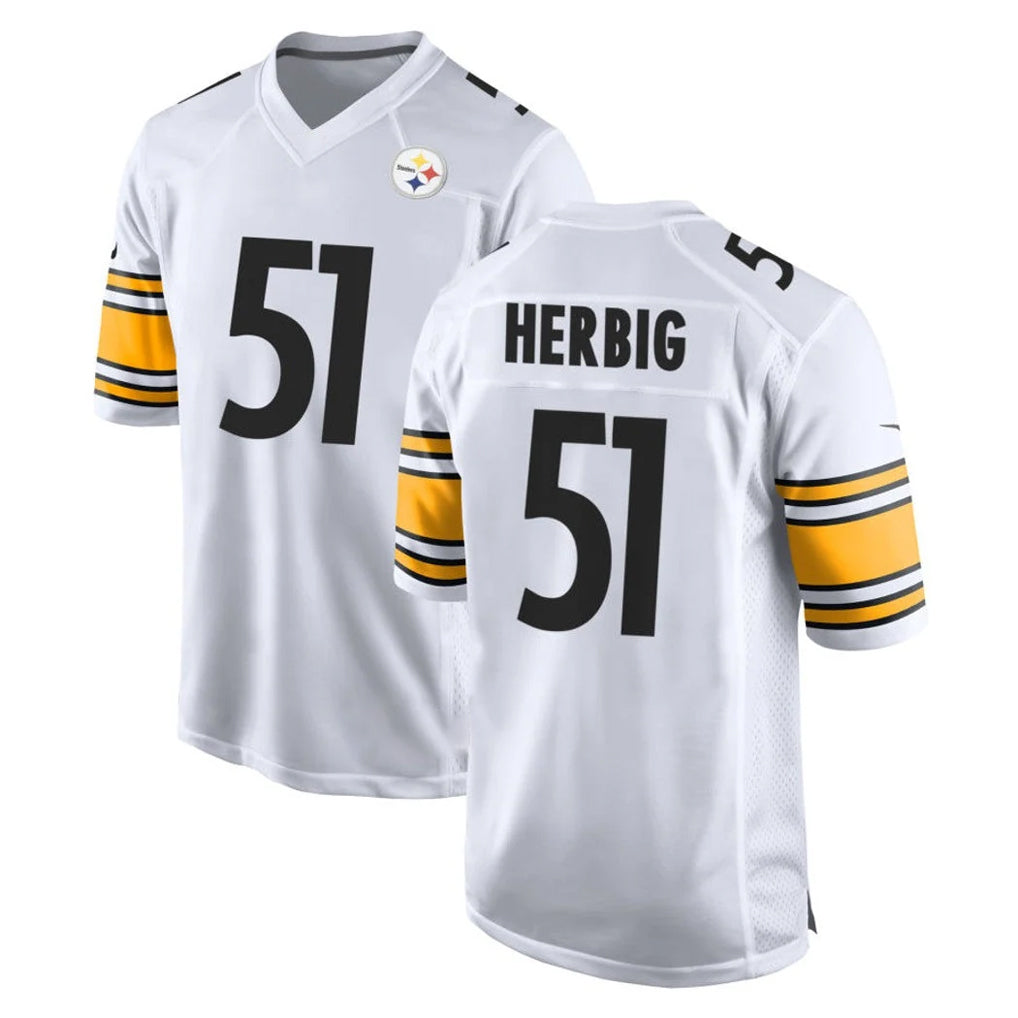 Parkc P.Steelers #51 Nick Herbig Player White Home Game Stitched Jerseys