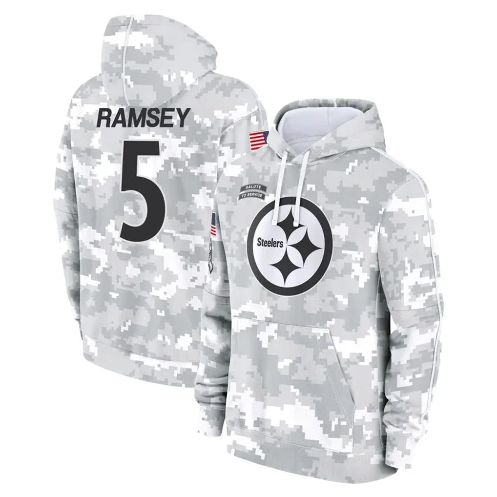 Parkc P.Steelers #5 Jalen Ramsey Player Arctic Camo Limited Salute to Service Pullover Hoodies Game Stitched Jerseys