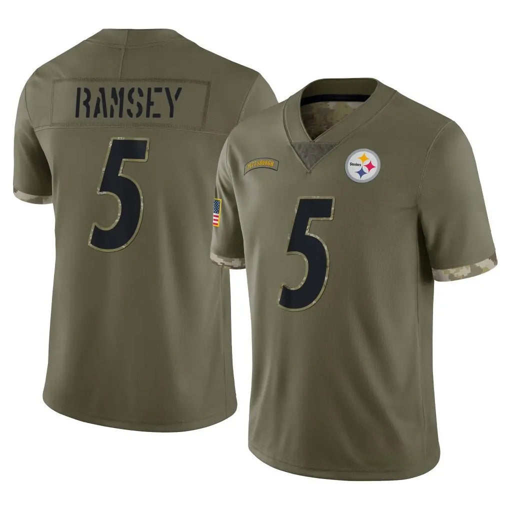 Parkc P.Steelers #5 Jalen Ramsey Player Olive Limited Salute To Service Home Game Stitched Jerseys