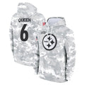 Parkc P.Steelers #6 Patrick Queen Player Arctic Camo Limited Salute to Service Pullover Hoodies Game Stitched Jerseys