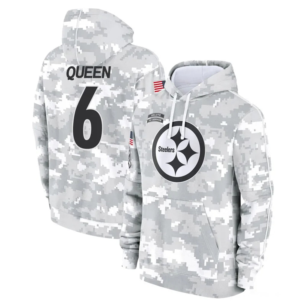 Parkc P.Steelers #6 Patrick Queen Player Arctic Camo Limited Salute to Service Pullover Hoodies Game Stitched Jerseys