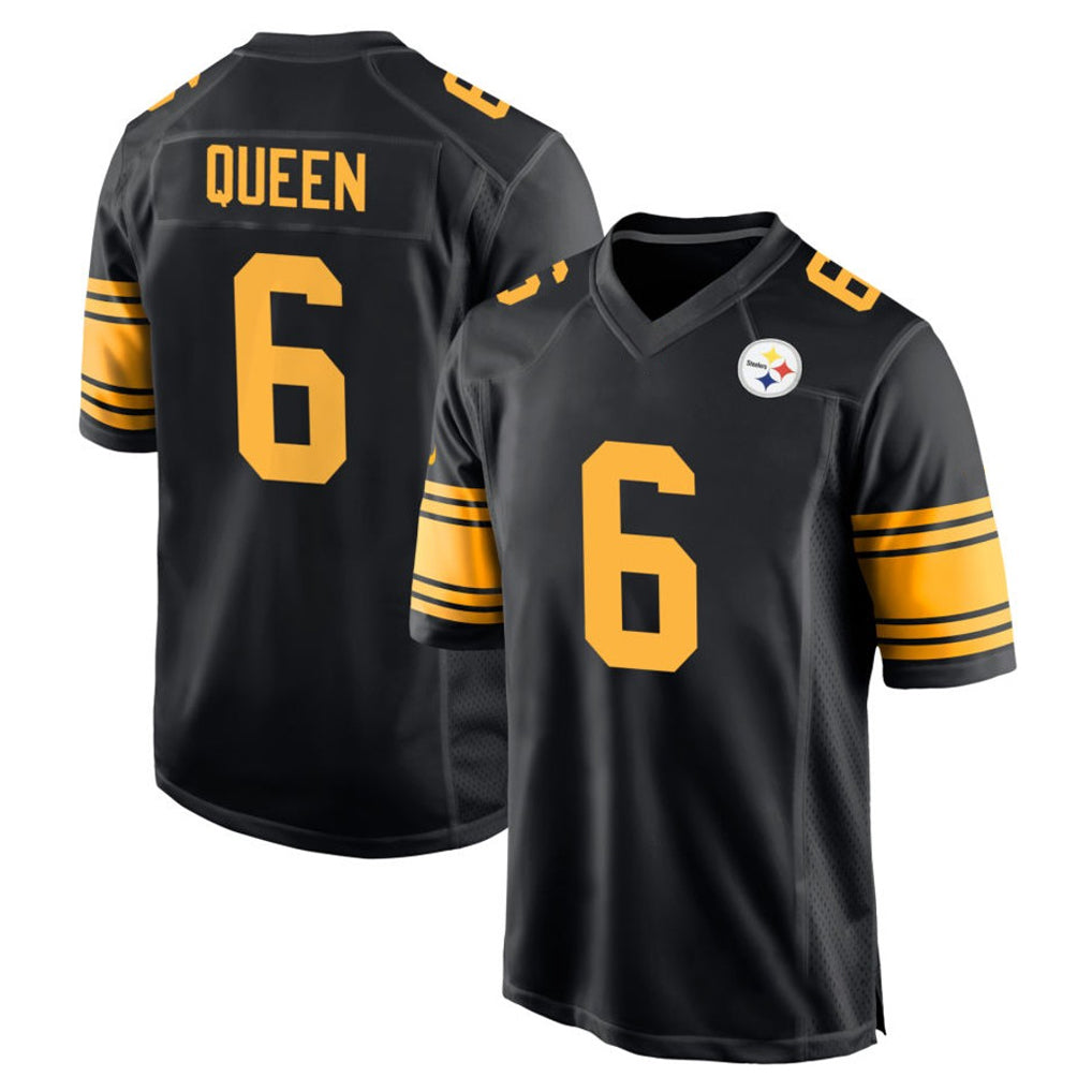 Parkc P.Steelers #6 Patrick Queen Player Black Color Rush Home Game Stitched Jerseys