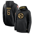 Parkc P.Steelers #6 Patrick Queen Player Black Salute to Service Hoodies Limited Game Stitched Jerseys